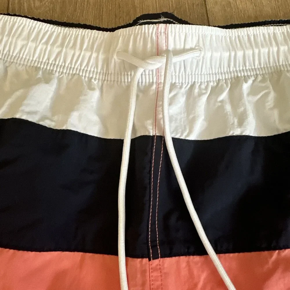 Nautica‎ Swim Trunks Mens Large Coral Blue Color Block Lined Suit XXL 5.5